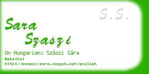 sara szaszi business card